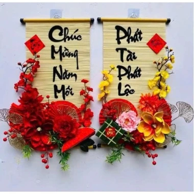 Bộ mạnh tre decor mừng xuân 2.026 - bình ngọ chữ thư pháp đẹp phụ kiện Tết giá 135k