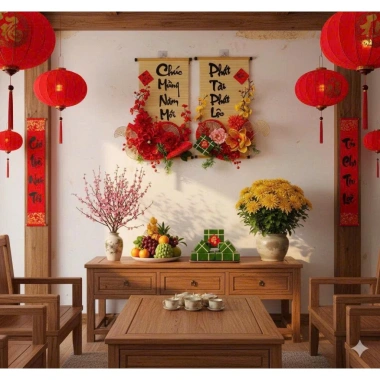 Bộ mạnh tre decor mừng xuân 2.026 - bình ngọ chữ thư pháp đẹp phụ kiện Tết giá 135k