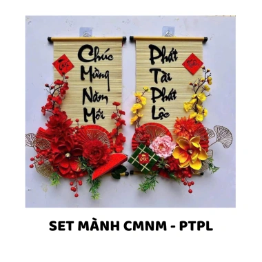 Bộ mạnh tre decor mừng xuân 2.026 - bình ngọ chữ thư pháp đẹp phụ kiện Tết giá 135k