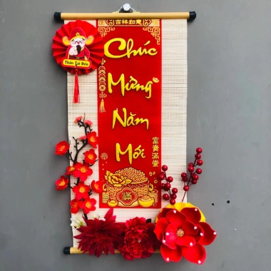 Bộ mạnh tre decor mừng xuân 2.026 - bình ngọ chữ thư pháp đẹp phụ kiện Tết giá 135k