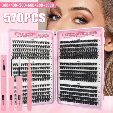 Bộ Mi Chùm Lash Clusters 570pcs kèm keo niêm phong - Dụng cụ gắn mi chỉ 81.000₫