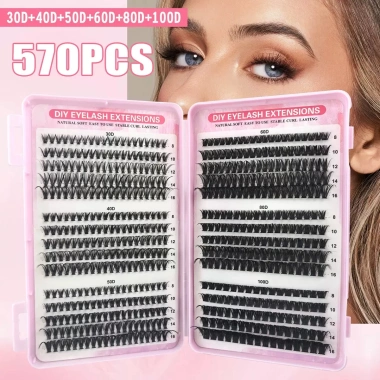 Bộ Mi Chùm Lash Clusters 570pcs kèm keo niêm phong - Dụng cụ gắn mi chỉ 81.000₫