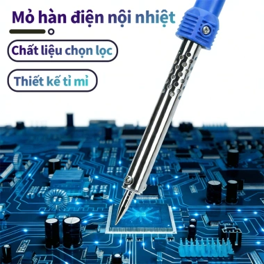 Bộ Mỏ Hàn 60W, Dao Cắt Nhiệt, Tặng 5 Lưỡi & 2 Kẹp - Máy Hàn Thiếc Cho Linh Kiện