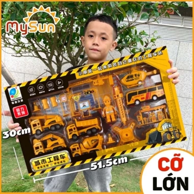 Bộ mô hình xe đồ chơi công trình MySun cho bé trai – Cần cẩu, Xe Ben, Xe Tải, Trộn bê tông, Giá ưu đãi 99.000đ
