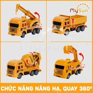 Bộ mô hình xe đồ chơi công trình MySun cho bé trai – Cần cẩu, Xe Ben, Xe Tải, Trộn bê tông, Giá ưu đãi 99.000đ
