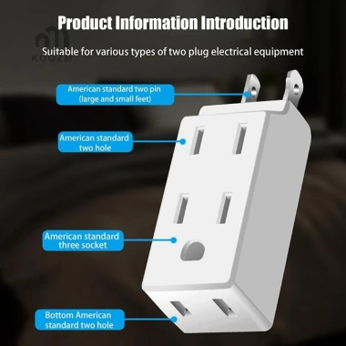 Bộ mở rộng ổ cắm tường 3 trong 1 Koqzm Adapter US Mexico Canada 125 độ du lịch 4
