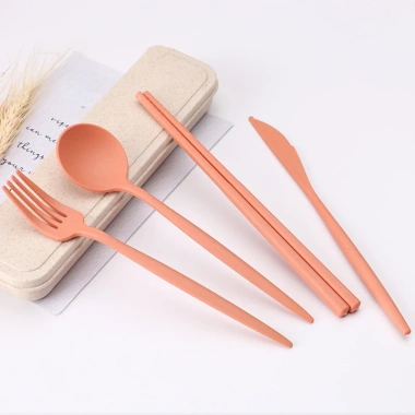 Bộ Muỗng Đũa Dao Nĩa Nhựa Sinh Học Dễ Thương 20cm - Tiện Lợi, Giá chỉ 22.000₫