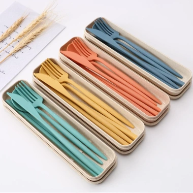 Bộ Muỗng Đũa Dao Nĩa Nhựa Sinh Học Dễ Thương 20cm - Tiện Lợi, Giá chỉ 22.000₫