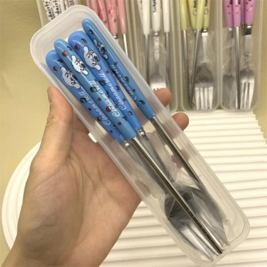 Bộ Muỗng Đũa Nĩa Inox Hình Hoạt Hình - Hộp Đựng Tiện Lợi Cho Du Lịch, Cắm Trại và Văn Phòng - Giá 25.900 VND 4