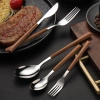 Bộ muỗng nĩa dao cán giả gỗ phong cách Tây Âu, thép không gỉ sáng bóng - 12.900₫ 4