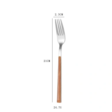 Bộ muỗng nĩa dao cán giả gỗ phong cách Tây Âu, thép không gỉ sáng bóng - 12.900₫