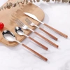 Bộ muỗng nĩa dao cán giả gỗ phong cách Tây Âu, thép không gỉ sáng bóng - 12.900₫ 9