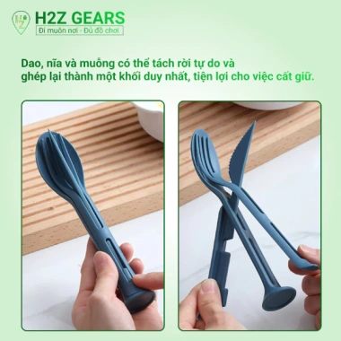 Bộ muỗng nĩa dao nhựa 3 trong 1 gấp gọn, tách rời đa năng cho du lịch dã ngoại Giá chỉ 25.000đ 3