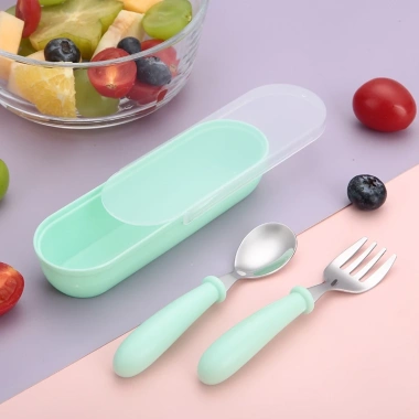 Bộ Muỗng Nĩa Inox 304 Pastel Tiết Dễ Thương, Không Độc Hại, Hộp Đựng Dễ Mang CJ-018 3