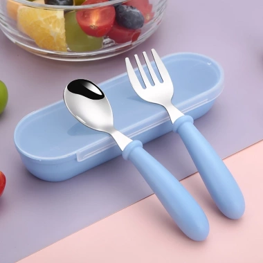 Bộ Muỗng Nĩa Inox 304 Pastel Tiết Dễ Thương, Không Độc Hại, Hộp Đựng Dễ Mang CJ-018 4