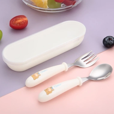 Bộ Muỗng Nĩa Inox 304 Pastel Tiết Dễ Thương, Không Độc Hại, Hộp Đựng Dễ Mang CJ-018 5