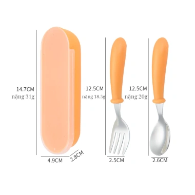 Bộ Muỗng Nĩa Inox 304 Pastel Tiết Dễ Thương, Không Độc Hại, Hộp Đựng Dễ Mang CJ-018 9