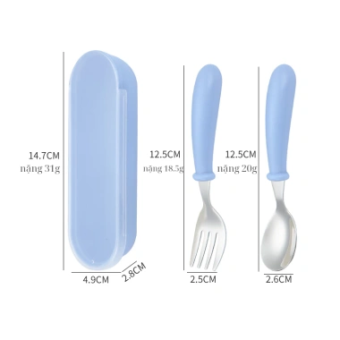 Bộ Muỗng Nĩa Inox 304 Pastel Tiết Dễ Thương, Không Độc Hại, Hộp Đựng Dễ Mang CJ-018 10
