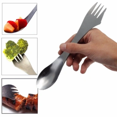 Bộ muỗng nĩa thép không gỉ đa năng, tiện dụng cho cắm trại - Giá chỉ 19,327₫