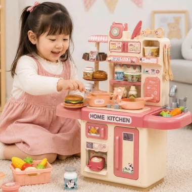 Bộ nấu ăn 2 tầng xịt nước và phụ kiện dễ thương - Đồ chơi nhập vai đầu bếp cho bé gái