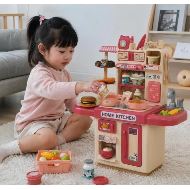 Bộ nấu ăn 2 tầng xịt nước và phụ kiện dễ thương - Đồ chơi nhập vai đầu bếp cho bé gái