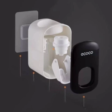 Bộ nhả kem Ecoco cao cấp mini gọn, ống cầm, cốc dán tường siêu chắc - 79.000₫
