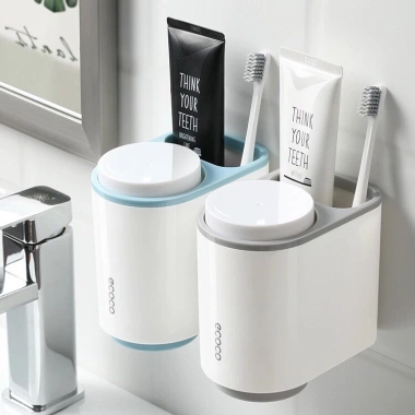 Bộ nhả kem Ecoco cao cấp mini gọn, ống cầm, cốc dán tường siêu chắc - 79.000₫