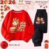 Bộ Nỉ Sweater Tết Bính Ngọ 2.026 Múa Lân CIUCIU - Da Cá Mềm Ấm cho Bé Trai & Bé Gái 296k
