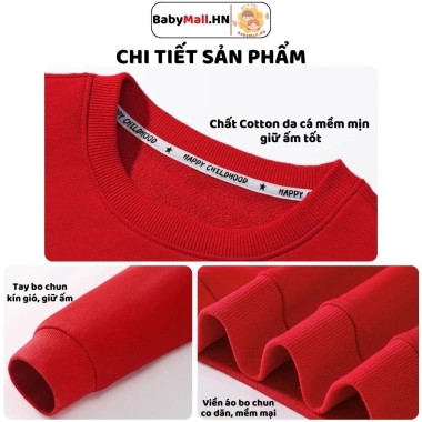 Bộ Nỉ Tết GoGo Baby Đồ Bé Trai Bé Gái Vải Nỉ Da Cá In Hình Chúc Mừng Năm Mới Bính Ngọ - 243k