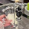 Bộ nĩa xiên trái cây inox không gỉ và hũ đựng nĩa gốm sứ viền bạc bàn phòng khách, giá ưu đãi 205.000₫ 2