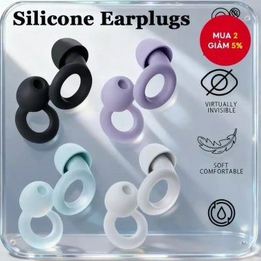 Bộ nút tai giảm tiếng ồn silicone mềm, tái sử dụng, chống nước, bảo vệ ngủ, du lịch, bơi lội, giá 57.200₫