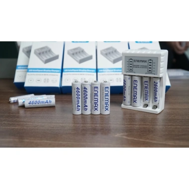 Bộ Pin Sạc 1+4 AA 4.600mAh Nhanh Enenmax An Toàn Tự Ngắt, Báo % Pin - 190k