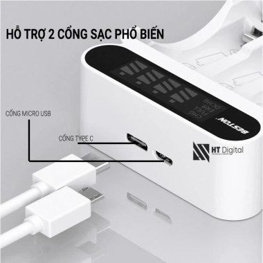 Bộ Pin Sạc AA AAA Beston C9.023L 2A-3A, dung lượng 3.000-3.300mAh, giá chỉ 39.000₫