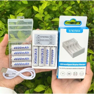 Bộ pin sạc Enemax 1 sạc + 8 pin AA 4.600mAh Sạc nhanh, tự ngắt, báo % pin 2