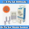 Bộ pin sạc Enemax 1 sạc + 8 pin AA 4.600mAh Sạc nhanh, tự ngắt, báo % pin 8