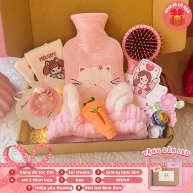 Bộ quà tặng bạn gái Valentine - ngày lễ 8-3, combo túi chườm đau bụng 350ml 189.000đ