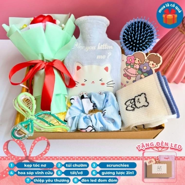 Bộ quà tặng bạn gái Valentine - ngày lễ 8-3, combo túi chườm đau bụng 350ml 189.000đ