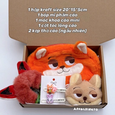 Bộ quà tặng Gấu Bông Cáo Nick Thỏ July Zootopia Đáng Yêu - Quà 14/2, Giá 58k
