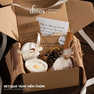 Bộ Quà Tặng Nến Thơm DINOS CANDLE Cao Cấp - Sáp Thơm Thủ Công, Cốc Thạch Cao, Giá 195.000 VND 2