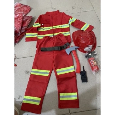Bộ Quần Áo Cứu Hỏa Trẻ Em Nam Nữ Hóa Trang Nghề Nghiệp Đầy Đủ Phụ Kiện Giá Ưu Đãi 4