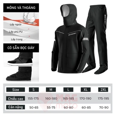 Bộ quần áo mưa MDL-403B - Siêu nhẹ, bảo vệ khi đi xe máy, Moto - Giá ưu đãi 685.000₫