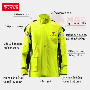 Bộ quần áo mưa Motowolf MDL-401 siêu nhẹ, chống thấm, an toàn khi đi moto, xe máy - Giá chỉ 635.000 VND