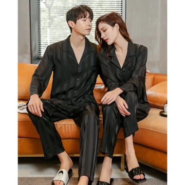 Bộ quần áo ngủ lụa cao cấp nam nữ dài tay, size 40-99kg, siêu mềm, không nhăn, thời trang, đêm ngủ thoải mái, giá chỉ 170.900₫ - ưu đãi Tết 2.024 5