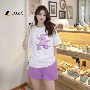 Bộ quần áo thun nữ dáng rộng NB25 in hình cotton Loza - Giá giảm 271k