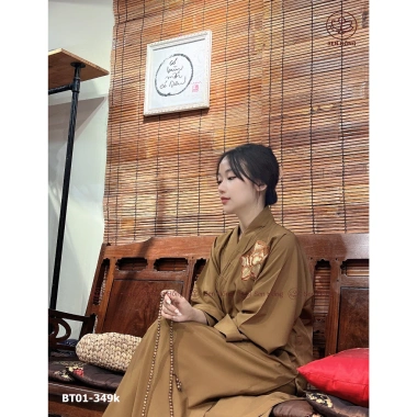 Bộ Quần Áo Tràng Phật Tử Thêu Hoa - Lễ, Hành Thiền, Vải Kate Lụa Mềm Co Giãn 349k 7 Bộ Quần Áo Tràng Phật Tử Thêu Hoa - Lễ, Hành Thiền, Vải Kate Lụa Mềm Co Giãn 349k 7