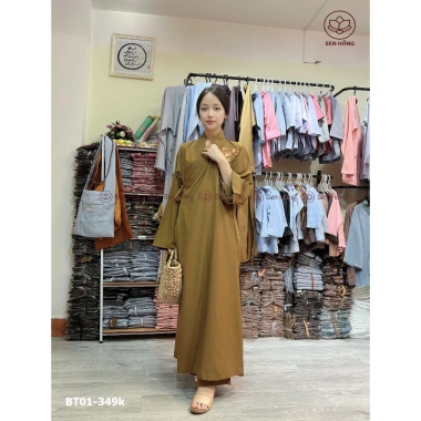 Bộ Quần Áo Tràng Phật Tử Thêu Hoa - Lễ, Hành Thiền, Vải Kate Lụa Mềm Co Giãn 349k 10 Bộ Quần Áo Tràng Phật Tử Thêu Hoa - Lễ, Hành Thiền, Vải Kate Lụa Mềm Co Giãn 349k 10