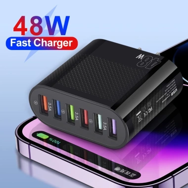 Bộ sạc 48W 6 USB du lịch - Đầu sạc 3.5A, chuyển đổi nhanh, giá chỉ 96.800₫