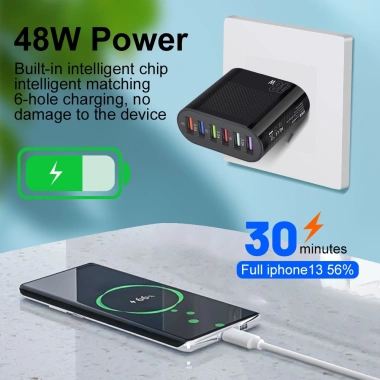 Bộ sạc 48W 6 USB du lịch - Đầu sạc 3.5A, chuyển đổi nhanh, giá chỉ 96.800₫ 4 Bộ sạc 48W 6 USB du lịch - Đầu sạc 3.5A, chuyển đổi nhanh, giá chỉ 96.800₫ 4