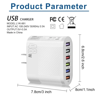 Bộ sạc 48W 6 USB du lịch - Đầu sạc 3.5A, chuyển đổi nhanh, giá chỉ 96.800₫
