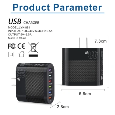 Bộ sạc 48W 6 USB du lịch - Đầu sạc 3.5A, chuyển đổi nhanh, giá chỉ 96.800₫